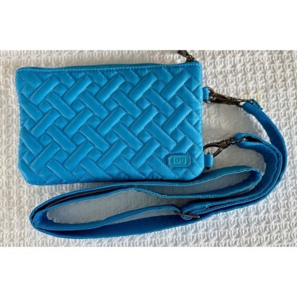Lug Peekaboo Crossbody Wristlet Bag Sky Blue Quilted Luxe VL Clear Window RFID